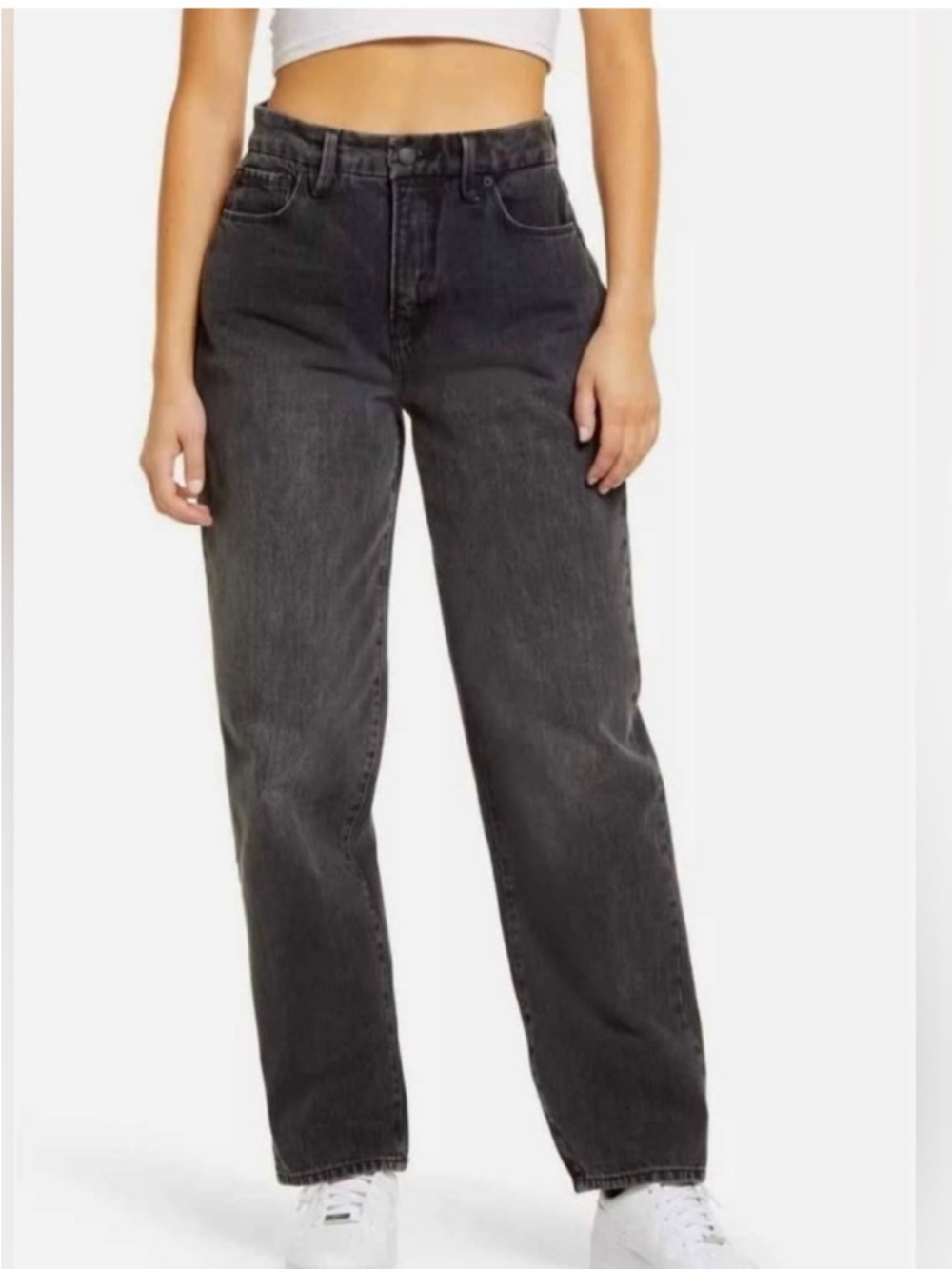 Good American Straight Leg Jeans in Charcoal Black Size 2 / 26